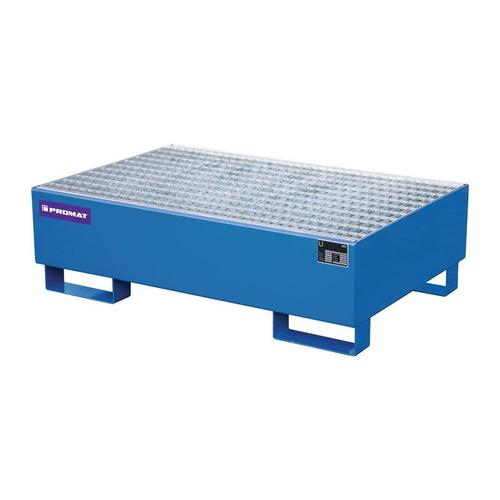 Bac collecteur 215 l L1200xB800xH360 mm tôle d'acier avec caillebotis bleu gentiane, RAL 5010 bleu PROMAT