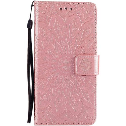 Pour Huawei P30 Lite (Non Pour P30) Coque, Housse Coque Cuir Étui Portefeuille Flip Case Porte Carte Antichoc Magnétique Fleur Motif Elegante Interne Silicone Etui Pour Huawei P30 Lite,Or Rose