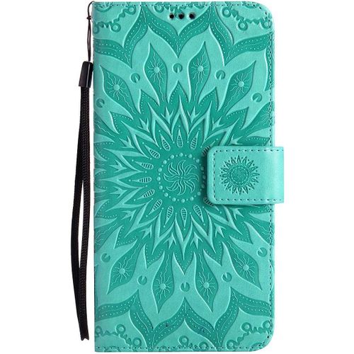 Pour Huawei P30 Lite (Non Pour P30) Coque, Housse Coque Cuir Étui Portefeuille Flip Case Porte Carte Antichoc Magnétique Fleur Motif Elegante Interne Silicone Etui Pour Huawei P30 Lite,Vert