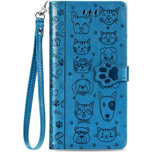 Pour Huawei P40 Pro [Pas Pour P40] Coque, Housse Etui Coque Portefeuille Mignon Flip Case Cuir Leather Cover Avec Porte Carte Rabat Magnétique Dragonne Antichoc Coque Pour Huawei P40 Pro,Bleu