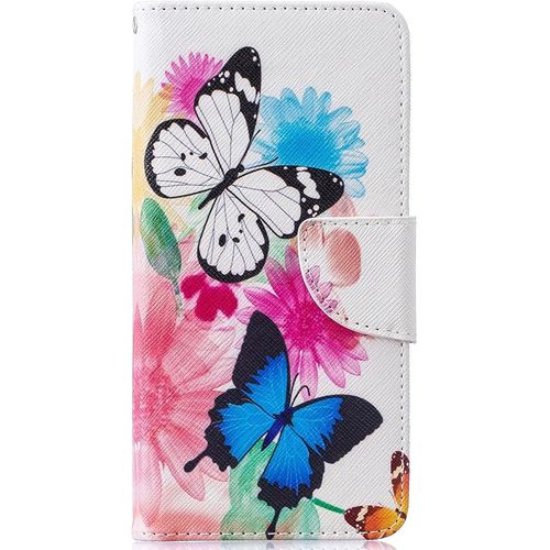 Pour Iphone 13 Pro (Pas Pour Iphone 13) Coque, Etui Housse Flip Case Coque En Cuir Motif Coloré Dessin Avec Porte Carte Magnétique Rabat Clapet Cover Étui Coque Pour Iphone 13 Pro,Bleu Rose