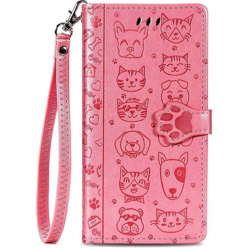 Pour Huawei P40 Pro [Pas Pour P40] Coque, Housse Etui Coque Portefeuille Mignon Flip Case Cuir Leather Cover Avec Porte Carte Rabat Magnétique Dragonne Antichoc Coque Pour Huawei P40 Pro,Rose