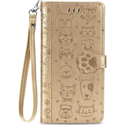 Pour Huawei P40 Pro [Pas Pour P40] Coque, Housse Etui Coque Portefeuille Mignon Flip Case Cuir Leather Cover Avec Porte Carte Rabat Magnétique Dragonne Antichoc Coque Pour Huawei P40 Pro,Or