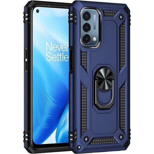 Coque Pour Oneplus Nord N200 5g, Étui De Protection Slim Soft Tpu + Pc,Heavy Duty Dual Layer Protective Housse Avec Support De Bague En Métal, Bleu