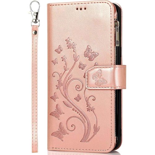 Pour Huawei P40 Pro [Pas Pour P40] Coque, Etui Case Portefeuille Cuir Wallet Cover Flip Coque Avec Porte Carte Magnétique Dragonne Motif Antichoc Élégant Housse Pour Huawei P40 Pro,Or Rose