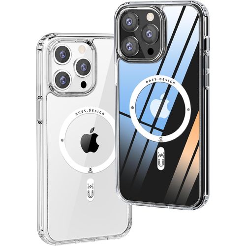 Coque Magnétique Hybride Rigide Compatible Avec Magsafe Iphone 15 Pro Max Housse, Protection Antichoc Militaire, Résistant Aux Rayures, Charge Sans Fil, Anti-Jaune En Silicone Case, Transparent