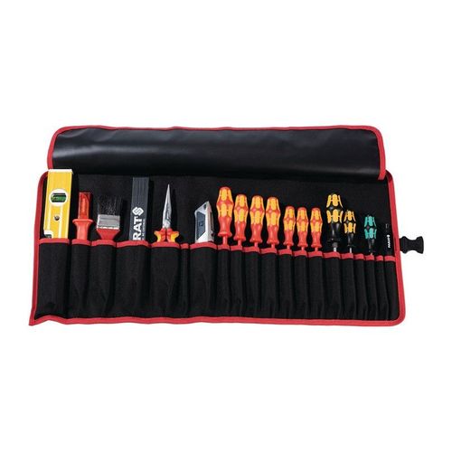 Trousse ? outils enroulable 8 compartiments L410xH330 mm nylon noir/rouge PARAT