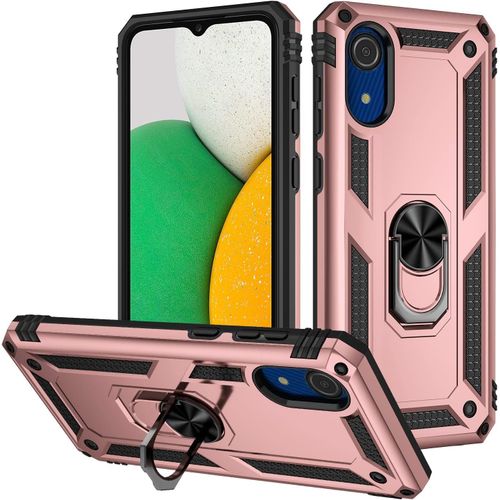 Coque Pour Samsung Galaxy A03 Core + Protecteur D'écran, Etui Antichoc Militaire Tough Armor Heavy Duty Shock Proof Protective Housse Avec Anneau Support,Roseor