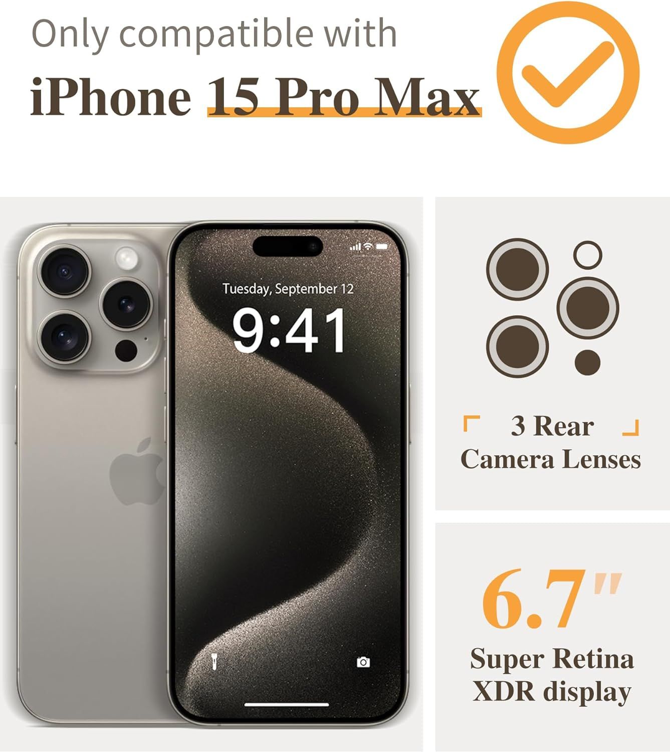 Coque Compatible Avec Iphone 15 Pro Max 6,7'', Avec Protecti... - 2