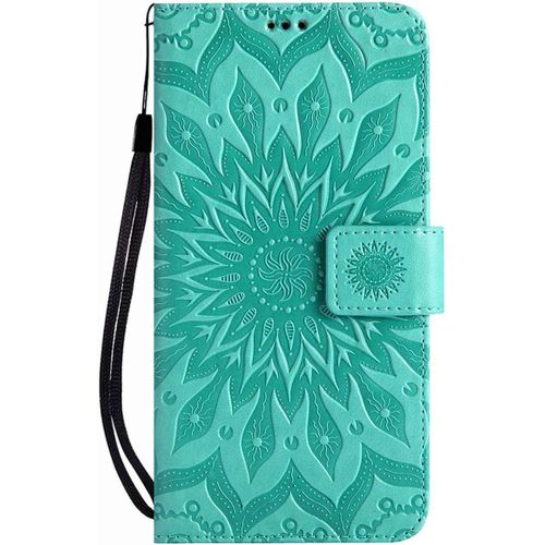 Pour Oneplus 7 / Oneplus 6t Coque, Housse Coque Cuir Étui Portefeuille Flip Case Porte Carte Antichoc Magnétique Fleur Motif Elegante Interne Silicone Etui Pour Oneplus 7 / Oneplus 6t,Vert