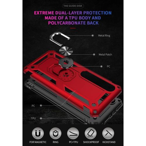 Coque Pour Xiaomi Mi Note 10/Mi Note 10 Pro, Avec Anneau Support, Coque Etui Housse Xiaomi Mi Note 10 Pro Antichoc Militaire [Tough Armor] Heavy Duty Shock Proof Protective Housse - Rose Or