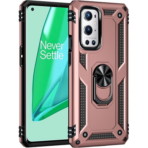 Coque Pour Oneplus 9 Pro 5g + Protecteur D'écran, Etui Antichoc Militaire Tough Armor Heavy Duty Shock Proof Protective Housse Avec Anneau Support,Roseor