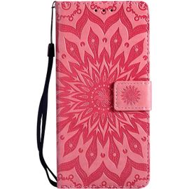 Pour Samsung Galaxy A70 Coque, Housse Coque Cuir Étui Portefeuille Flip Case Porte Carte Antichoc Magnétique Fleur Motif Elegante Interne Silicone Téléphone Etui Pour Galaxy A70,Rose