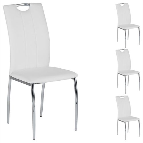 Lot De 4 Chaises Apollo Assise Synthétique Blanc
