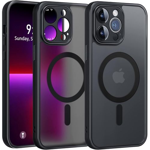 Protection Caméra Coque Pour Iphone 13 Pro 6,1 Charge Sans Fil Magnétique, Compatible Avec Magsafe Étui Housse Iphone 13 Pro Anti-Jaune De Téléphone Antichoc, Anti-Rayures (Noir)