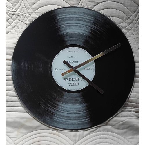 Horloge disque Vinyle noir en verre