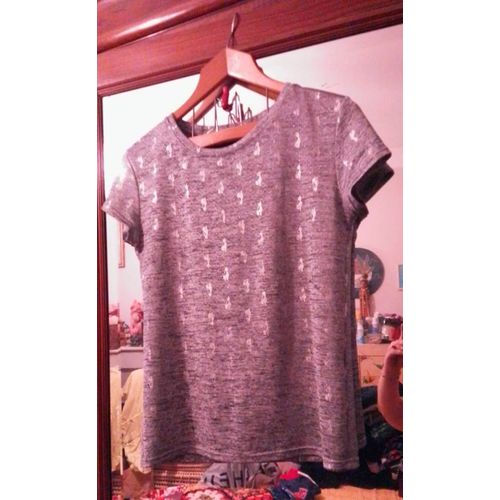 Tee-Shirt Gris Motifs Argentés 38 M Morgan De Toi.