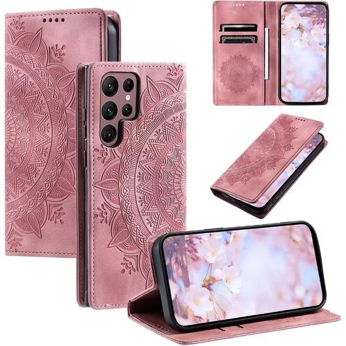 Lagogo Coque Pour Honor 7a/Huawei Y6 2018/Y6 Prime 2018 Etui Rfid Protection Housse En Premium Cuir Pochette Portefeuille Rabat Clapet Case Porte Carte Magnétique Étui Pour-Couleur Rose