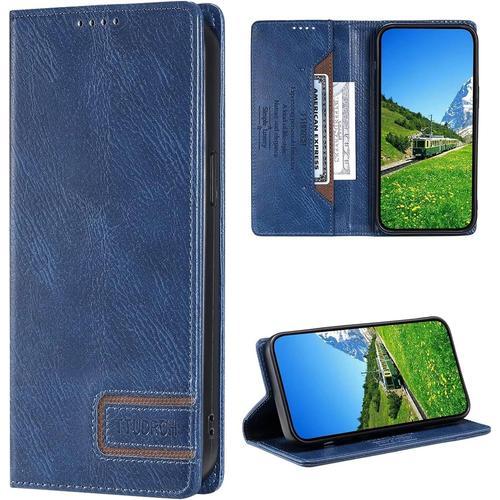 Lagogo Coque Pour Sony Xperia 10 Ii, Pochette Protection Etui Housse Premium En Cuir Pu,Fermeture Magnétique,Flip Case Compatible Avec-Bleu