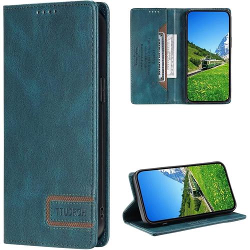 Lagogo Coque Pour Sony Xperia 10 Ii, Pochette Protection Etui Housse Premium En Cuir Pu,Fermeture Magnétique,Flip Case Compatible Avec-Vert