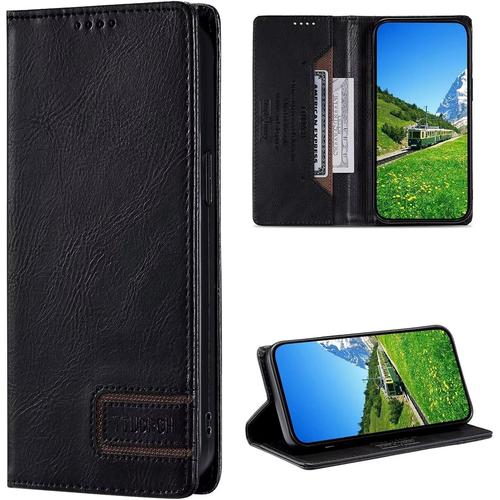 Lagogo Coque Pour Sony Xperia 10 Ii, Pochette Protection Etui Housse Premium En Cuir Pu,Fermeture Magnétique,Flip Case Compatible Avec-Noir