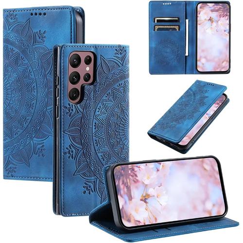 Lagogo Coque Pour Honor 7a/Huawei Y6 2018/Y6 Prime 2018 Etui Rfid Protection Housse En Premium Cuir Pochette Portefeuille Rabat Clapet Case Porte Carte Magnétique Étui Pour-Bleu