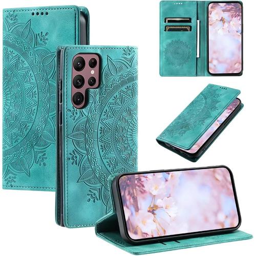 Lagogo Coque Pour Honor 7a/Huawei Y6 2018/Y6 Prime 2018 Etui Rfid Protection Housse En Premium Cuir Pochette Portefeuille Rabat Clapet Case Porte Carte Magnétique Étui Pour-Vert