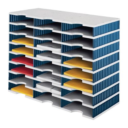 Casier de tri Trio 24 comp. H573xl723xP331 mm polystyrène gris/bleu