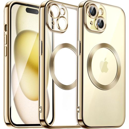 Coque Silicone Pour Iphone 15 Plus Couleur Or Compatible Magsafe Little Boutik®