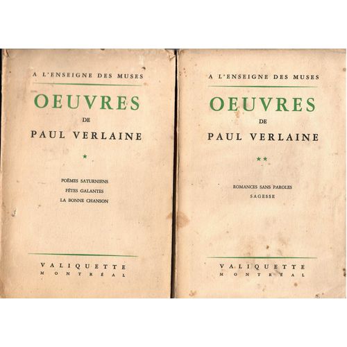 Oeuvres De Paul Verlaine En 2 Tomes [Romances Sans Paroles, Sagesse / Poèmes Saturniens, Fêtes Galantes, La Bonne Chanson]