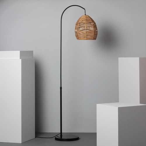 Lampadaire Métal Et Papier Tressé Beyawo Naturel