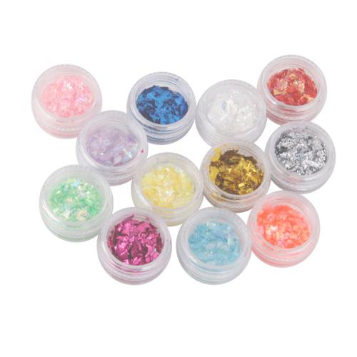 Lot De 12 Autocollants De Couleur Mélangée Pour Nail Art, Paillettes, 