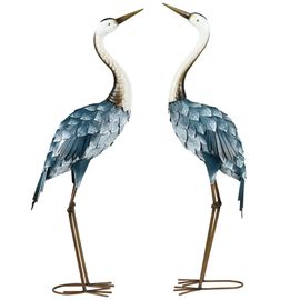 Lot de 2 statues de jardin grues H. 72/74 cm
