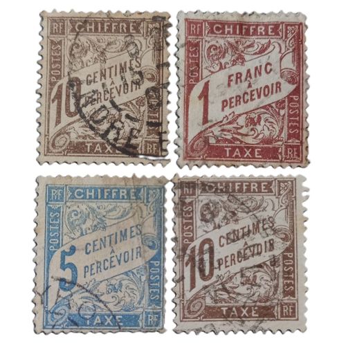4 Timbres France 1881-1896 New Design Chiffre Taxe À Percevoir - Type Duval Lot 1