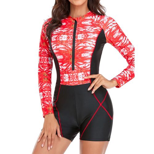Maillot De Bain Une Pièce Imprimé À Manches Longues Pour Femmes,Vêtements De Plongée,Natation,Natation,Surf,Fermeture Éclair,Rashguard,Femme,2023