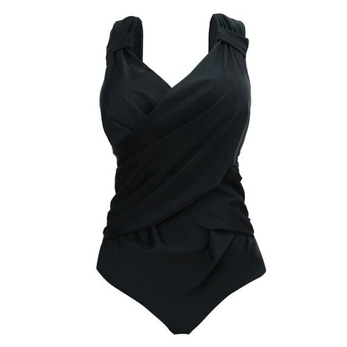 Maillot De Bain Une Pièce Pour Femmes,Grande Taille,Couleur Unie,Noir,Bleu,Rouge,Push-Up,Vêtements De Plage
