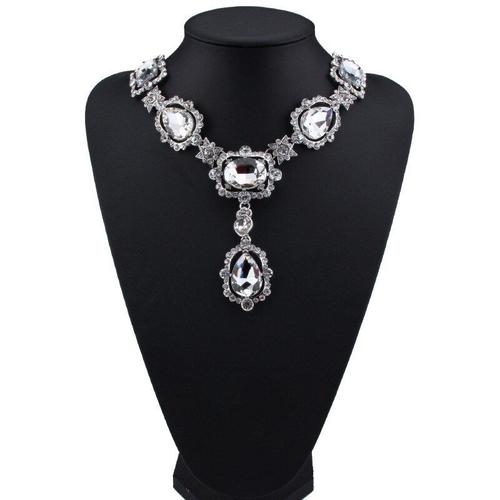 Collier De Luxe En Cristal Blanc Pour Femmes, Ras De Cou Avec Perles, Pendentif Instagram, Collier De Mariage, Maxi Déclaration