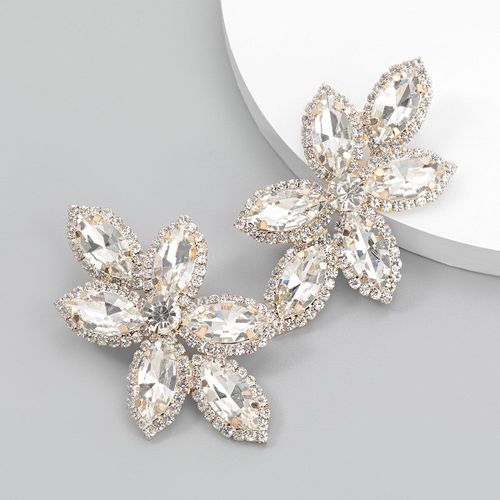 Boucles D'oreilles En Cristal Blanc Pour Femme, Bijou De Luxe, Breloque, Fleur, Mariage, Déclaration