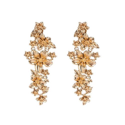 Boucles D'oreilles Pendantes De Luxe En Métal Doré Pour Femmes, Boucles D'oreilles Fleuries, Pendentifs Longs, Tendance, Boucles D'oreilles En Forme De Goutte, Bijoux Pour Déclaration