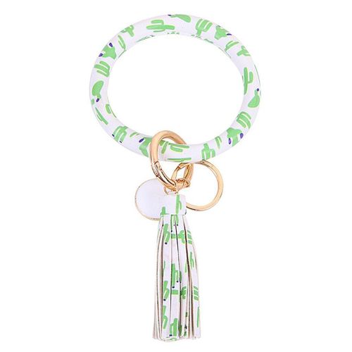 Grand Bracelet En Cuir Avec Pompon, Porte Clés Rond, Anneau, Bijoux Pour Femmes, Pendentif, Accessoires, Cadeau, Tendance