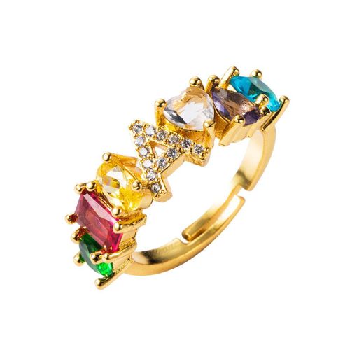 Bagues En Cristal Multicolores Pour Femmes, Couleur Or, Strass, Lettre, Anneaux Réglables À La Mode, Bijoux De Fête De Mariage, Vente En Gros