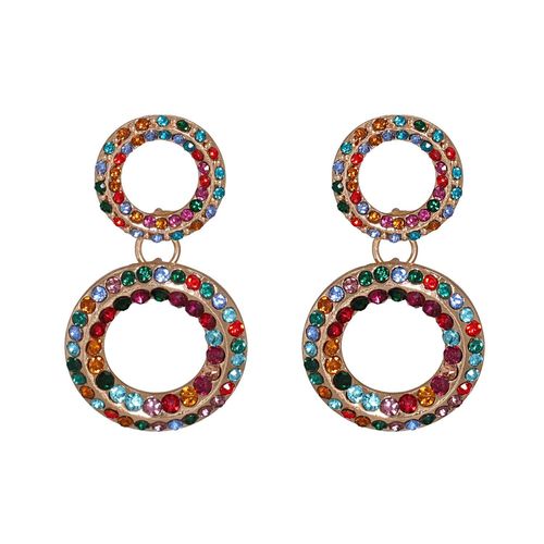 Boucles D'oreilles À Breloques En Cristal Pour Femmes, Nouvelle Collection De Boucles D'oreilles Rondes Et Colorées En Strass, Bijoux De Luxe, Cadeaux De Fête