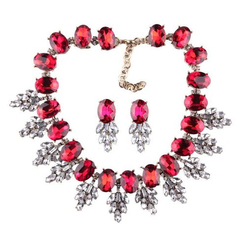Ensemble De Colliers Et Chaînes En Cristal Rouge Et Vert Pour Femmes, Bijoux Ras Du Cou De Haute Qualité, Cadeau De Noël, Nouvelle Collection 2017