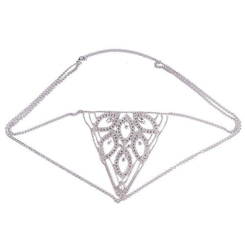 Breloque Corporelle Sexy Pour Femmes, Sous Vêtement De Luxe Exagéré, Fleur De Cristal, Ventre, Chaîne De Taille, Bijoux Pour Femmes