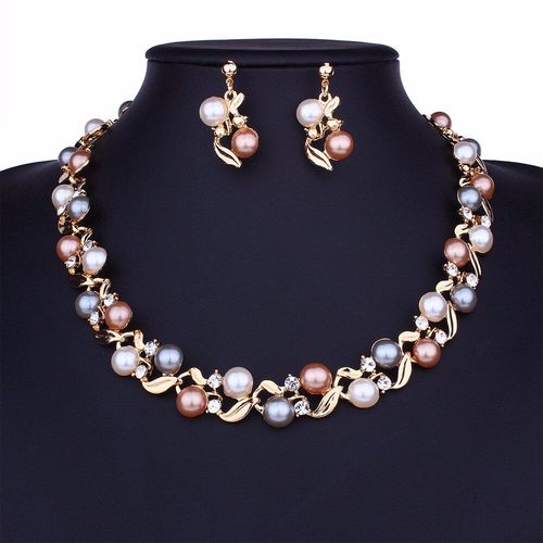Collier Ras Du Cou Avec Perles Simulées Pour Femmes, Boucles D'oreilles, Marque De Styliste De Luxe, Chaîne Pull En Cristal, Bijoux De Mariage, 2018