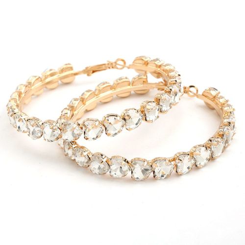 Boucles D'oreilles En Cristal Multicolore Pour Femmes, Grand C¿Ur Brillant, Bijoux Strass, Cadeaux, Offre Spéciale
