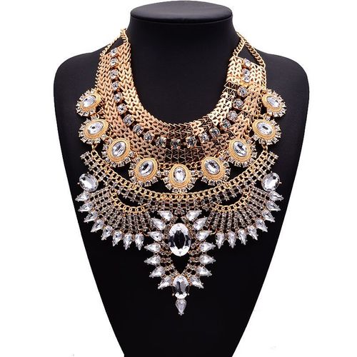 Collier Avec Pendentif En Cristal Pour Femmes, Tendance Vintage, Collier Ras Du Cou, Gros Collier Noir, Maxi, En Cristal Pour Femmes