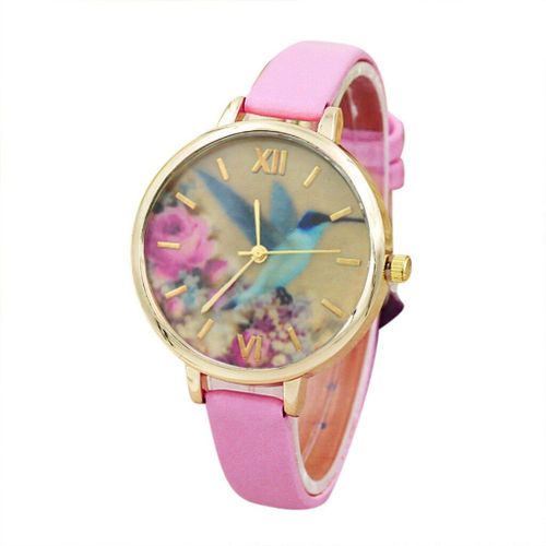 Montre Bracelet À Quartz Analogique Pour Femmes, Colibri Bleu, Bracelet En Cuir, Bayan Kol, Cadran Rond Rétro, B30