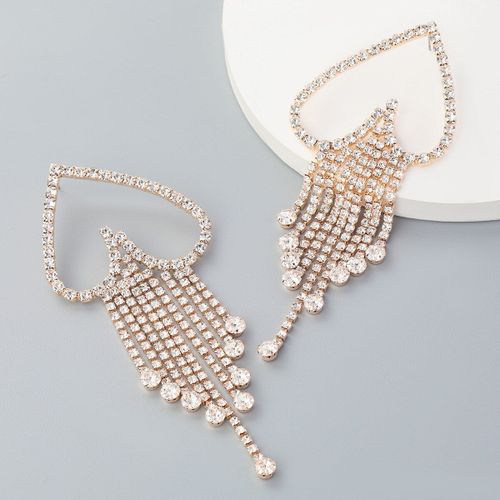 Boucles D'oreilles De Luxe En Cristal Argenté Pour Femme, Longues Boucles D'oreilles Coréennes À Frange Avec Strass, Pour La Saint Valentin
