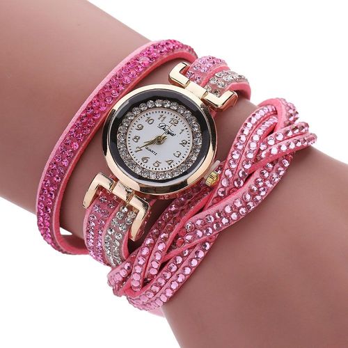 Montre Bracelet De Luxe Pour Femmes, En Cristal Doré, À Quartz, À La Mode, D4